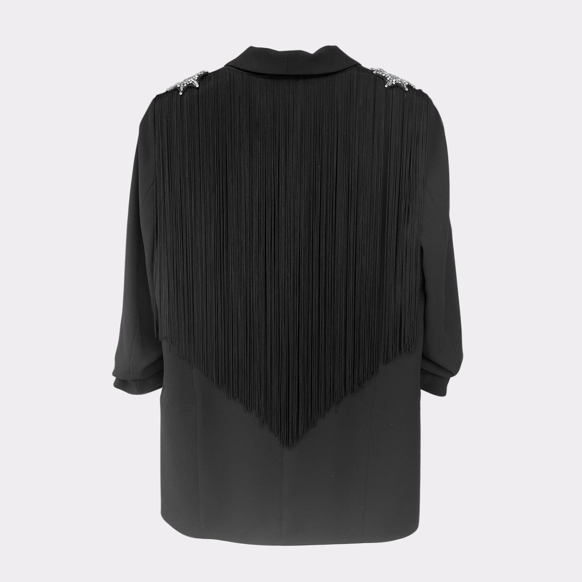 Chaqueta blazer emericana negra flecos