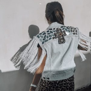 chaleco personalizado flecos espejos