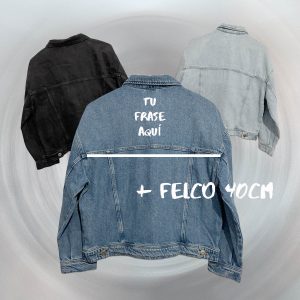 chaqueta personalizada con frase y fleco